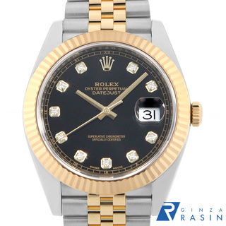 ロレックス(ROLEX)のロレックス デイトジャスト41 10Pダイヤ 126333G ブラック 5列 ジュビリーブレス ランダム番 メンズ 中古 腕時計(腕時計(アナログ))