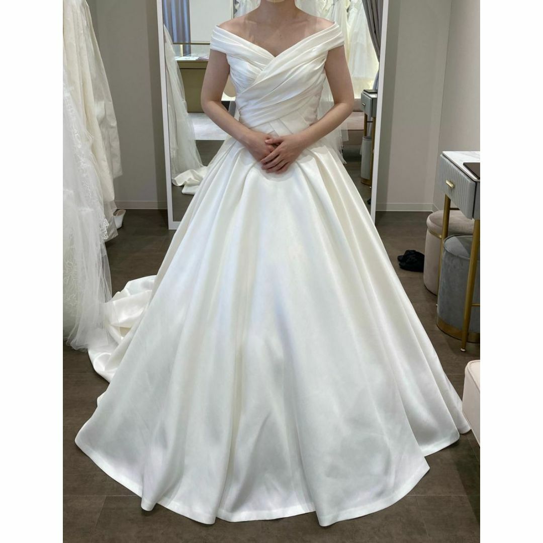 上品！ウェディングドレス オフショルダー プリンセスライン 結婚式/披露宴