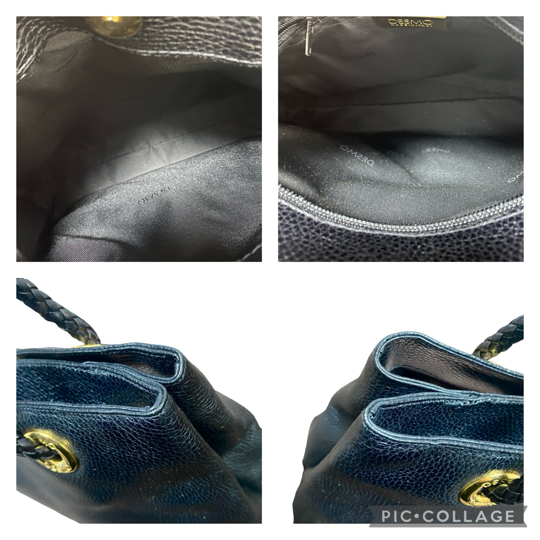 VINTAGE(ヴィンテージ)のDESMO デスモ　ハンドバッグ　本革　シボレザー　黒　ブラック　イタリア製 レディースのバッグ(ハンドバッグ)の商品写真