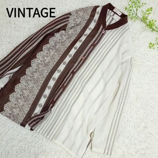 VINTAGE - VINTAGE ヴィンテージ　シアーブラウス　シャツ　透ける素材　レース柄