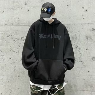 【即完売品】パーカー オーバーサイズ ユニセックス HIPHOP 黒 おしゃれ(パーカー)