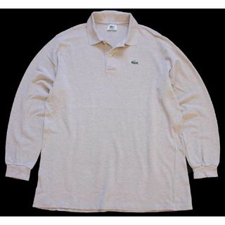 ラコステ(LACOSTE)の80s LACOSTEラコステ ワンポイント コットン 鹿の子 長袖ポロシャツ 杢ベージュ 6★95 オールド ビンテージ フレンチ ユーロ ヨーロッパ(ポロシャツ)