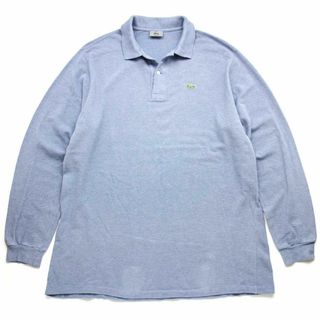 ラコステ(LACOSTE)の00s LACOSTEラコステ ワンポイント コットン 鹿の子 長袖ポロシャツ 杢ライトブルー 7★90 オールド フレンチ ユーロ オーバーサイズ(ポロシャツ)