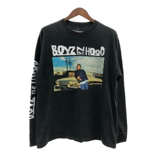 BOYZ N THE HOOD ボーイズンザフッド 長袖Ｔシャツ ムービーT 袖プリント ブラック (メンズ XL) 中古 古着 Q5703(Tシャツ/カットソー(七分/長袖))