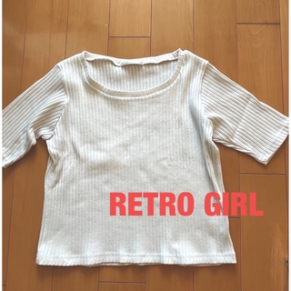 RETRO GIRL - RETRO GIRL トップス　カットソー　リブ　ワイドラウンドネック　半袖　M