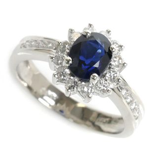 Pt900プラチナ リング・指輪 サファイア1.18ct ダイヤモンド 12.5号 6.7g レディース【中古】【美品】(リング(指輪))