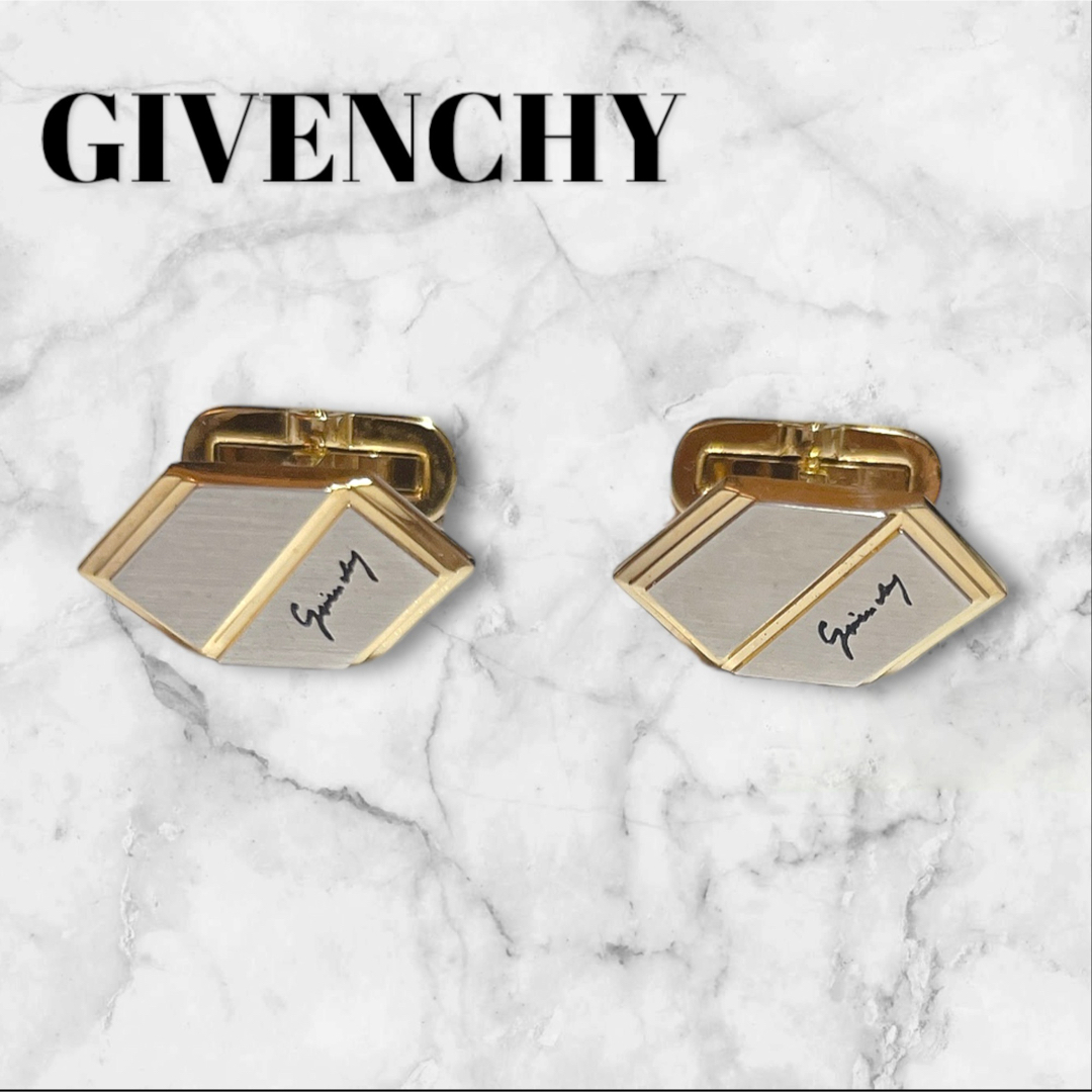 【美品】GIVENCHY カフス 4Gロゴ シルバー×ゴールド メンズのファッション小物(カフリンクス)の商品写真