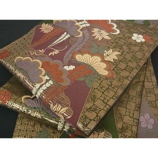 平和屋川間店■六通柄袋帯　唐織　梅松文　金糸　逸品　ox0155