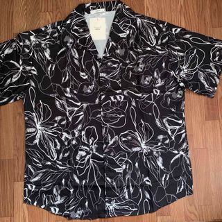 ノウル オープンカラー花柄シャツ 黒 M(シャツ)