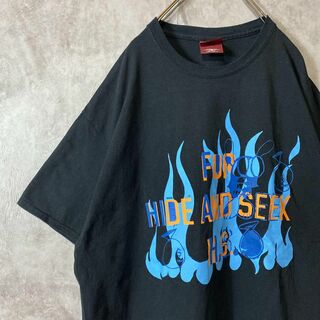 【ファイヤーエンブレム、ビックロゴ】HIDE & SEEK古着Tシャツ黒XL