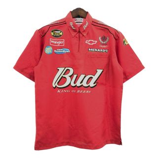 新品タグ付き CHASE AUTHENTICS チェイス NASCAR ナスカー Budweiser バドワイザー レーシングシャツ レッド (メンズ M) 中古 古着 Q5712(ポロシャツ)