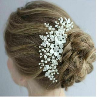 髪飾りヘッドドレスパールボンネ ウェディング ヘアアクセサリーブライダル結婚式(その他)