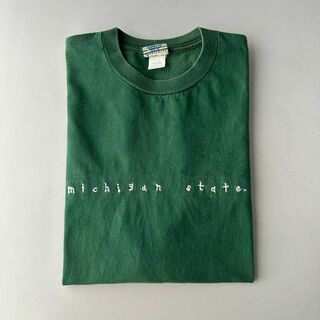 レア 90s ヴィンテージ USA製 ミシガン州立大学 小文字刺繍ロゴTシャツ(Tシャツ/カットソー(半袖/袖なし))