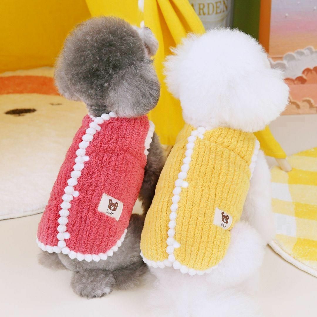 【SALE】 もこもこ ベスト レッド S 可愛い アウター ペット服 新品 赤 その他のペット用品(犬)の商品写真