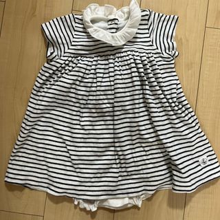 プチバトー(PETIT BATEAU)のプチバトーボーダーワンピロンパース(ロンパース)