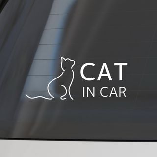 【ホワイト】　CAT IN CAR 猫　車　ステッカー　愛猫　カーステッカー(猫)