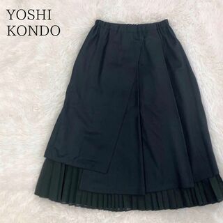 YOSHI KONDO ヨシコンドウ デザインプリーツスカート フランス製(ひざ丈スカート)