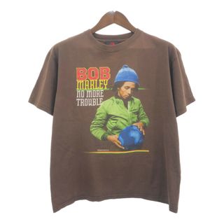 ZION ROOTS WEAR Bob Marley ボブ・マーリー No More Trouble 半袖Ｔシャツ レゲエ ブラウン (メンズ M) 中古 古着 Q5737(Tシャツ/カットソー(半袖/袖なし))