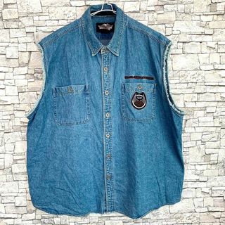 Harley Davidson - HARLEY DAVIDSON ハーレーダビッドソン デニムシャツベスト 3XL