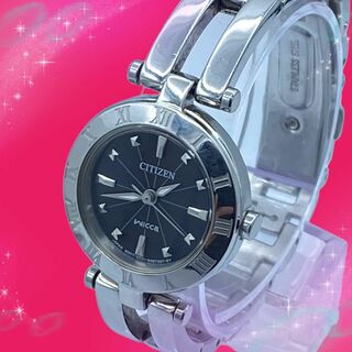 シチズン(CITIZEN)の《稼動品》　シチズン　ウィッカ　防水　レディース腕時計　ブラック文字盤　ソーラー(腕時計)