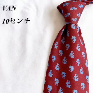 バン(VAN)の美品★VAN★レッド★小紋柄★総柄★ネクタイ★10(ネクタイ)