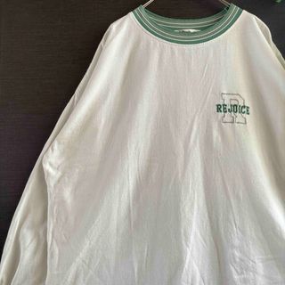 【L】スポーティ 配色 Tシャツ ロンT グリーン