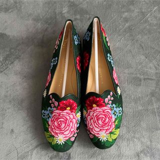 未使用 Charlotte Olympia バラ フラットシューズ スリッポン