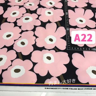 A22ピンクウニッコ花柄生地 撥水加工 厚手布生地 ハギレ ハンドメイド