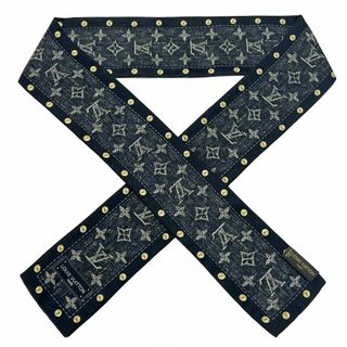 ルイヴィトン(LOUIS VUITTON)の【人気美品】ルイヴィトン　レディース　バンダナ　スカーフ　バンドー　ニューデニム(バンダナ/スカーフ)