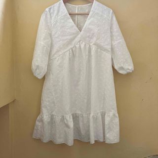 シーイン(SHEIN)のSHEIN  綿レース白ワンピース(ひざ丈ワンピース)