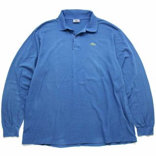 ラコステ(LACOSTE)の90s LACOSTEラコステ ワンポイント コットン 鹿の子 長袖ポロシャツ 青 7★93 オールド ビンテージ フレンチ ユーロ オーバーサイズ(ポロシャツ)