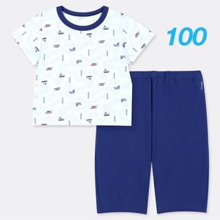 ユニクロ(UNIQLO)の【 新品未開封 】 ユニクロ 半袖 ドライパジャマ 青色 ヨット 100(パジャマ)