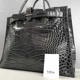 フルラ(Furla)の【極美品】 フルラ トートバッグ ビジネスバッグ クロコ型押し A4 ベルト(トートバッグ)