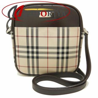 BURBERRY - BURBERRY バーバリー ショルダーバッグ ノバチェック ナイロンキャンバスxレザー ベージュ ダークブラウン/251712【中古】