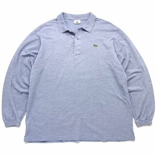 ラコステ(LACOSTE)の00s LACOSTEラコステ ワンポイント コットン 鹿の子 長袖ポロシャツ 杢ライトブルー 6★89 オールド フレンチ ユーロ オーバーサイズ(ポロシャツ)