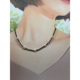 高純度テラヘルツカット3mm＆パール6mmネックレス41cm(ネックレス)