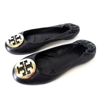 トリーバーチ(Tory Burch)のトリーバーチ フラットシューズ バレエシューズ 24cm 黒 ブラック ゴールド(バレエシューズ)