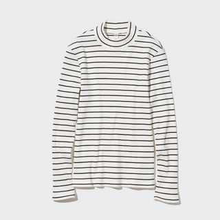 ユニクロ(UNIQLO)のUNIQLO リブハイネックボーダーT 長袖(Tシャツ(長袖/七分))