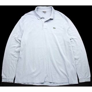 ラコステ(LACOSTE)のLACOSTEラコステ ワンポイント コットン 鹿の子 長袖ポロシャツ スカイブルー 8★94 特大 オールド フレンチ ユーロ オーバーサイズ(ポロシャツ)