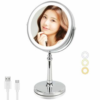 AMZTOLIFE 女優ミラー 9インチ大鏡面 LEDライト付き 化粧鏡 10倍(コフレ/メイクアップセット)