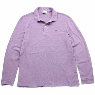 ラコステ(LACOSTE)の90s LACOSTEラコステ ワンポイント コットン 鹿の子 長袖ポロシャツ 杢ラベンダー 4★86オールド ビンテージ フレンチ ユーロ ヨーロッパ(ポロシャツ)