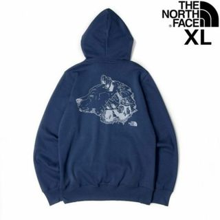 THE NORTH FACE - ノースフェイス パーカー US限定 グラフィック クマ(XL)青 181130