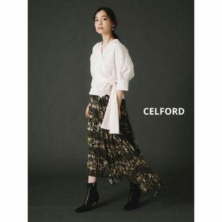 CELFORD - セルフォード プリーツロングスカート 38 M ウエストゴム 花柄 黒