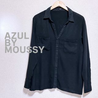 アズールバイマウジー(AZUL by moussy)のAZUL by moussy アズール　ブラウス　黒　ブラック　シースルー　長袖(シャツ/ブラウス(長袖/七分))