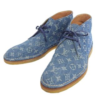 ルイヴィトン(LOUIS VUITTON)の【本物保証】 超美品 ルイヴィトン LOUIS VUITTON モノグラム デニム オデオンライン チャッカブーツ ダービー 靴 8 メンズ 1A46FV(ブーツ)