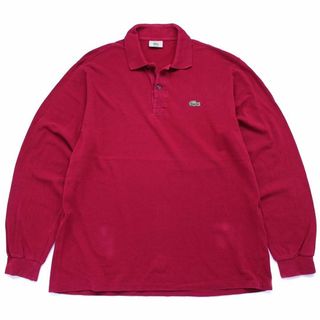 ラコステ(LACOSTE)の00s LACOSTEラコステ ワンポイント コットン 鹿の子 長袖ポロシャツ 濃ピンク 5★80 オールド ビンテージ フレンチ ユーロ ヨーロッパ(ポロシャツ)