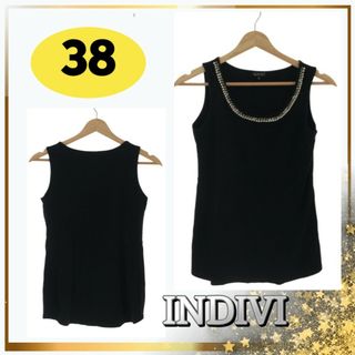 インディヴィ(INDIVI)のインディヴィ トップス タンクトップ ビジューネック ブラック 38(Tシャツ/カットソー(半袖/袖なし))