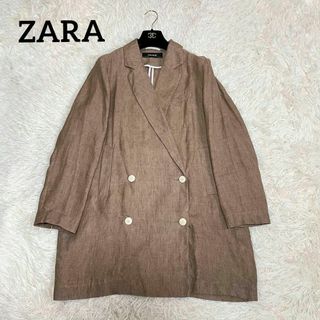 ザラ(ZARA)のZARA BASIC　大きいサイズ　 オーバーサイズ ダブルブレスト リネン(テーラードジャケット)