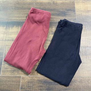 ユニクロ(UNIQLO)のユニクロ　リブレギンス　130 2点セット　ワイン　ブラック(パンツ/スパッツ)