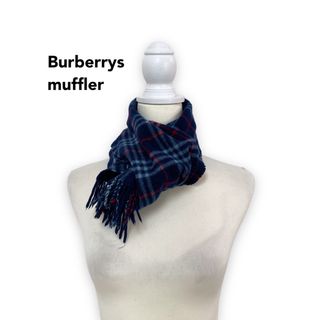 バーバリー(BURBERRY)のBurberrys バーバリーズ　マフラー　ストール　ノバチェック　ウール　濃紺(マフラー/ショール)